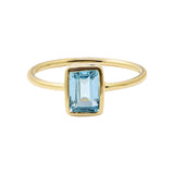 925 Sterling Silver Blue Topaz Gemstone Gold Plated Ring