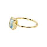 925 Sterling Silver Blue Topaz Gemstone Gold Plated Ring