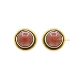 Natural Sunstone Gemstone 925 Sterling Silver Gold Plated Designer Stud Earring