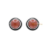 Natural Sunstone Gemstone 925 Sterling Silver Gold Plated Designer Stud Earring