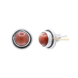 Natural Sunstone Gemstone 925 Sterling Silver Gold Plated Designer Stud Earring