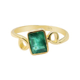 Natural Emerald Gemstone 925 Sterling Silver Gold Plated Ring