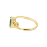 Natural Emerald Gemstone 925 Sterling Silver Gold Plated Ring