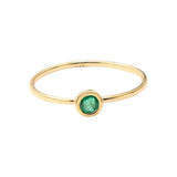 Natural Round Cut Emerald Gemstone 925 Sterling Silver Gold Plated Ring