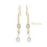 Natural Blue Topaz Gemstone 925 Sterling Silver Gold Plated Drop Earring