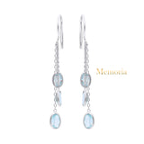 Natural Blue Topaz Gemstone 925 Sterling Silver Gold Plated Drop Earring