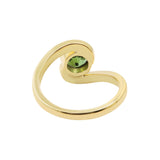 Natural Round Cut Peridot Gemstone 925 Sterling Silver Gold Plated Ring