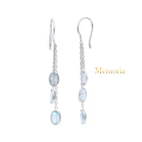 Natural Blue Topaz Gemstone 925 Sterling Silver Gold Plated Drop Earring
