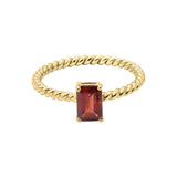 Natural Red Garnet Gemstone 925 Sterling Silver Gold Plated Twisted Ring