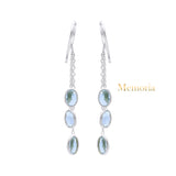 Natural Blue Topaz Gemstone 925 Sterling Silver Gold Plated Drop Earring