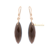 Natural Smoky Quartz Gemstone 925 Sterling Silver Gold Plated Drop Earring