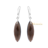 Natural Smoky Quartz Gemstone 925 Sterling Silver Gold Plated Drop Earring