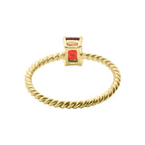 Natural Red Garnet Gemstone 925 Sterling Silver Gold Plated Twisted Ring