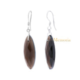Natural Smoky Quartz Gemstone 925 Sterling Silver Gold Plated Drop Earring