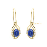 Natural Lapis Lazuli Oval Gemstone 925 Sterling Silver Drop Earring