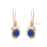 Natural Lapis Lazuli Oval Gemstone 925 Sterling Silver Drop Earring