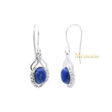 Natural Lapis Lazuli Oval Gemstone 925 Sterling Silver Drop Earring