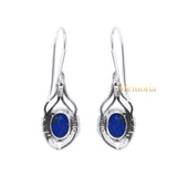 Natural Lapis Lazuli Oval Gemstone 925 Sterling Silver Drop Earring