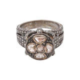Designer Polki Diamond 925 Silver Gold Plated Ring
