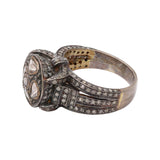 Designer Polki Diamond 925 Silver Gold Plated Ring