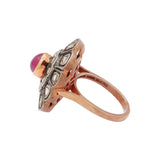 Natural Ruby Gemstone and Polki Diamond 925 Sterling Silver Gold Plated Ring