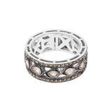 Natural Polki Diamond 925 Sterling Silver Gold Plated Band Ring