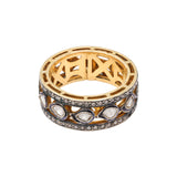Natural Polki Diamond 925 Sterling Silver Gold Plated Band Ring