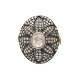 Natural Polki Diamond 925 Sterling Silver Gold Plated Ring