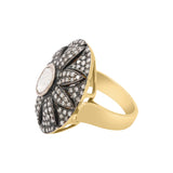 Natural Polki Diamond 925 Sterling Silver Gold Plated Ring