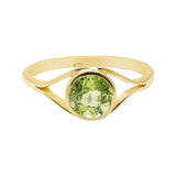 Natural Peridot Gemstone 925 Sterling Silver Gold Plated Ring
