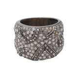 Designer Diamond 925 Sterling Silver Black Rhodium Gold Plated Ring