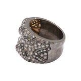 Designer Diamond 925 Sterling Silver Black Rhodium Gold Plated Ring