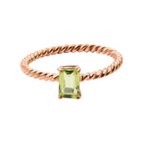 Natural Peridot Gemstone 925 Sterling Silver Rose Gold Plated Twisted Ring