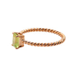 Natural Peridot Gemstone 925 Sterling Silver Rose Gold Plated Twisted Ring