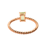 Natural Peridot Gemstone 925 Sterling Silver Rose Gold Plated Twisted Ring