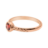 Natural Round Cut Garnet Gemstone 925 Silver Rose Gold Plated Texture Ring