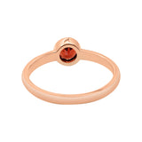 Natural Round Cut Garnet Gemstone 925 Silver Rose Gold Plated Texture Ring