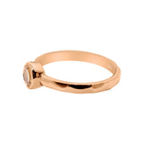 Round Shaped Citrine 925 Rose Gold Plated Hammered Ring