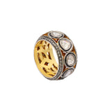 Natural Polki Diamond 925 Silver Gold Plated Band Ring