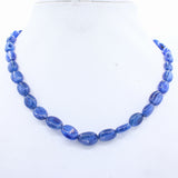 1 Layered Natural Blue Sapphire Oval Cabochon Cut Spiritual Healing Gemstone Beads Strand Necklace