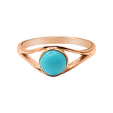 Round Shaped Turquoise 925 Rose Gold Plated Ring