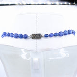 1 Layered Natural Blue Sapphire Oval Cabochon Cut Spiritual Healing Gemstone Beads Strand Necklace