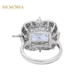 Natural Aquamarine, Opal and Diamond 925 Sterling Silver Ring