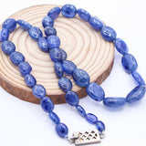 1 Layered Natural Blue Sapphire Oval Cabochon Cut Spiritual Healing Gemstone Beads Strand Necklace