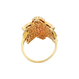 Beautiful Polki Diamond & Ruby Gemstone 925 Sterling Silver Gold Plated Cocktail Ring