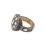 Natural Polki Diamond 925 Silver Gold Plated Ring