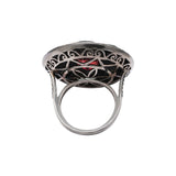 Pink Tourmaline and Polki Diamond 925 Silver Gold Plated Ring