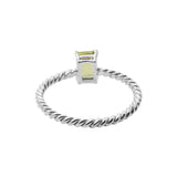 Natural Peridot Rectangle Shaped Twisted 925 Silver Ring