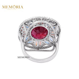 Natural Ruby and Multi Gemstone & Diamond 925 Sterling Silver Ring