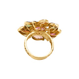 Natural Multi Tourmaline and Diamond 925 Silver Gold Plated Designer Ring